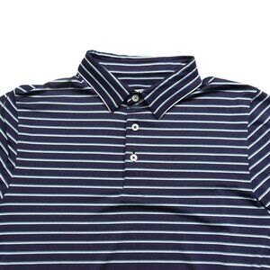 Kjus mens Medium 50 Navy blue striped comfort fit polo shirt short sleeve
